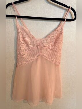 Victoria's Secret Pink Lace-Trim Sheer Chemise